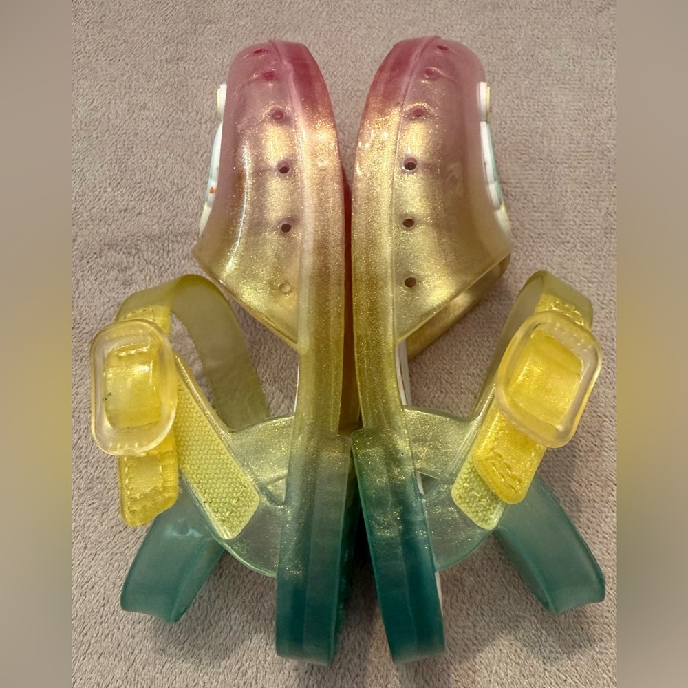 Cat & Jack Toddler Girls Unicorn Sandals Size 6 Jelly Easy On/ Off Slip On VGUC - Picture 3 of 6